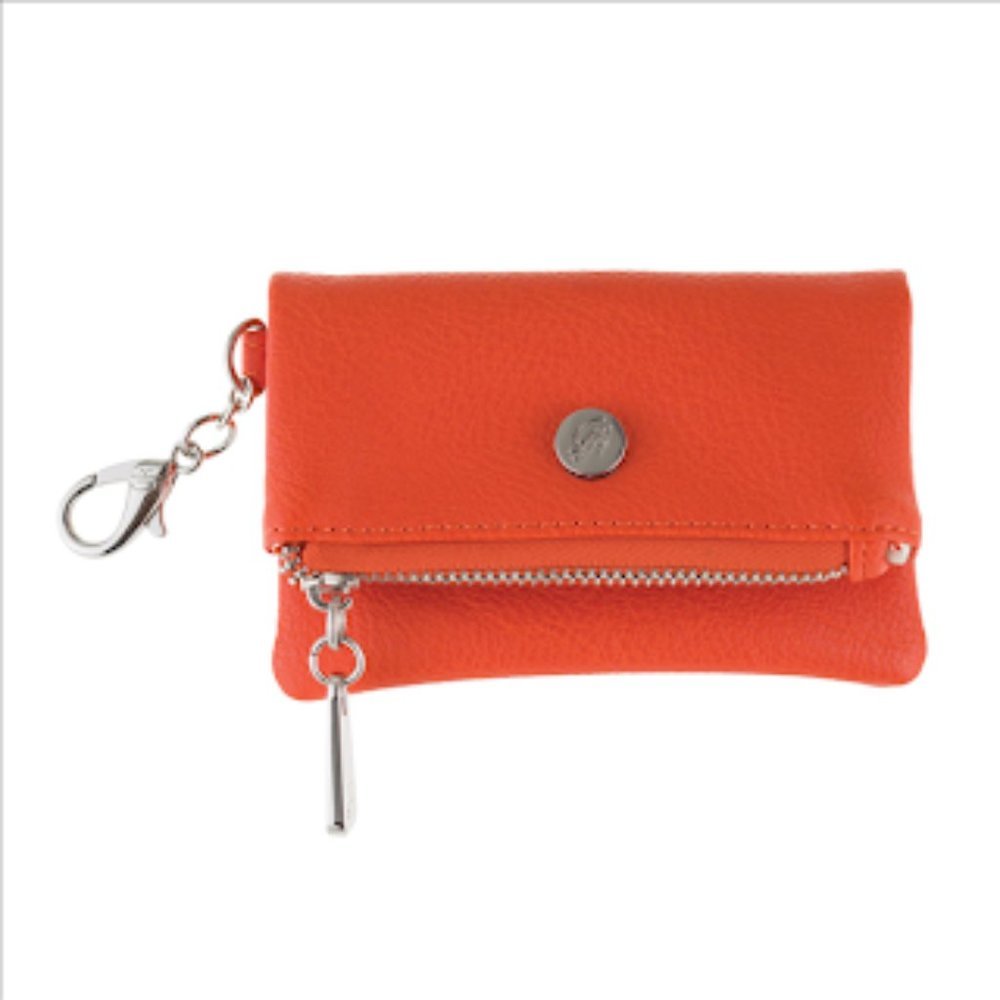 GRACE ADELE Fold Over Purslet Coin Purse Coral